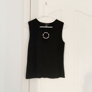 Vintage Cable & Gauge Black Tank Top With Ring Detail